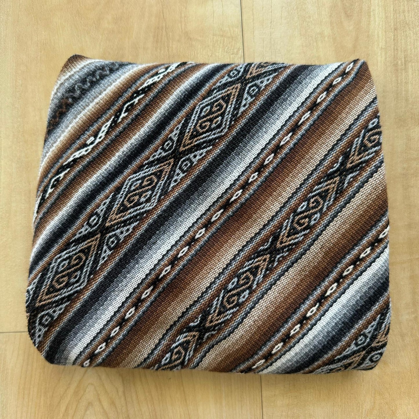 Sacred Mesa cloth folded in a bundle from Chinchero. Hand woven from hand dyed Alpaca wool in a variety of colors. Cloth can be used for your work with the Mesa, Sacred Medicine bundle, and/or as an Altar cloth.