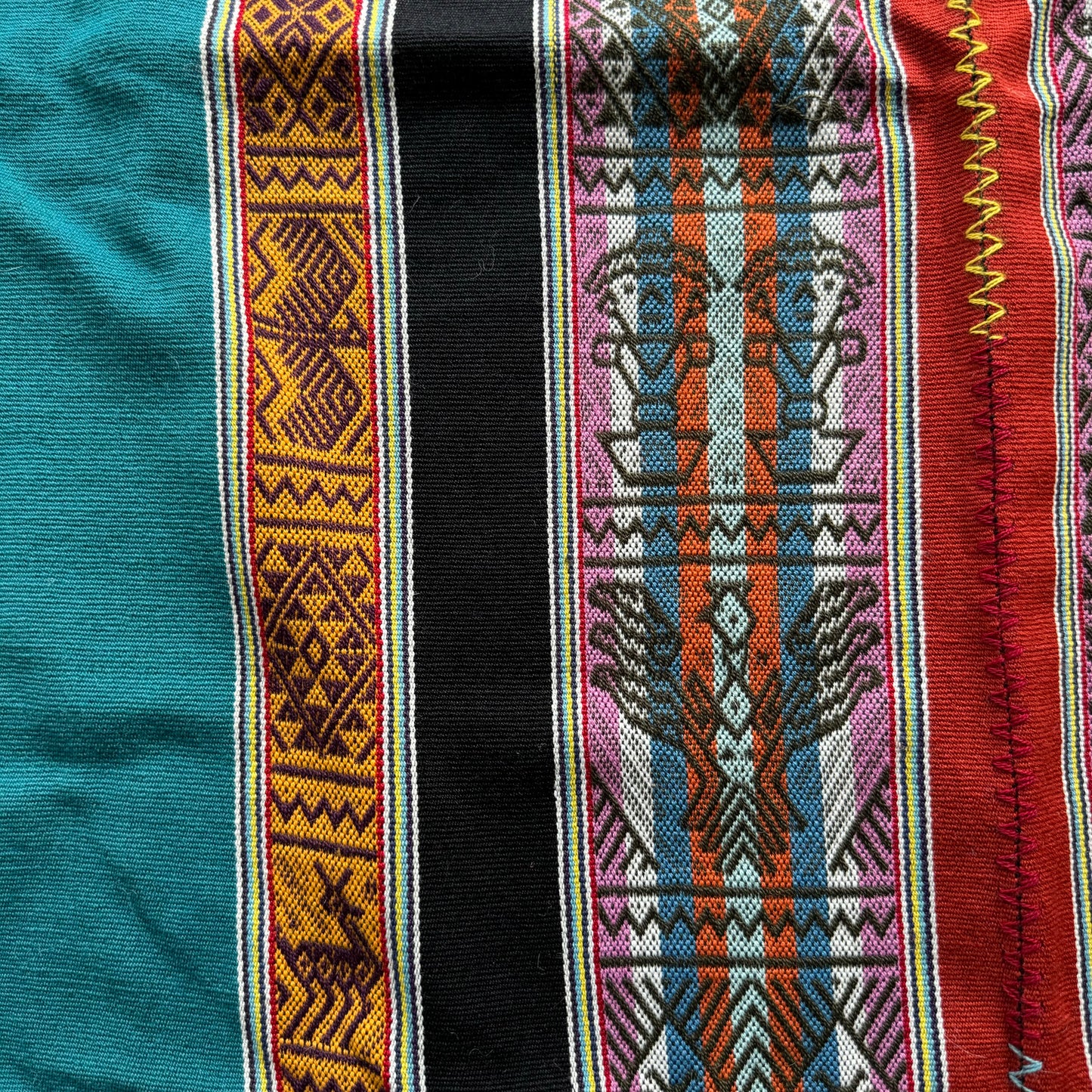 Close up of Sacred Mesa cloth from the High Andes. Hand woven from hand dyed Alpaca wool in a variety of colors. Cloth can be used for your work with the Mesa, Sacred Medicine bundle, and/or as an Altar cloth.