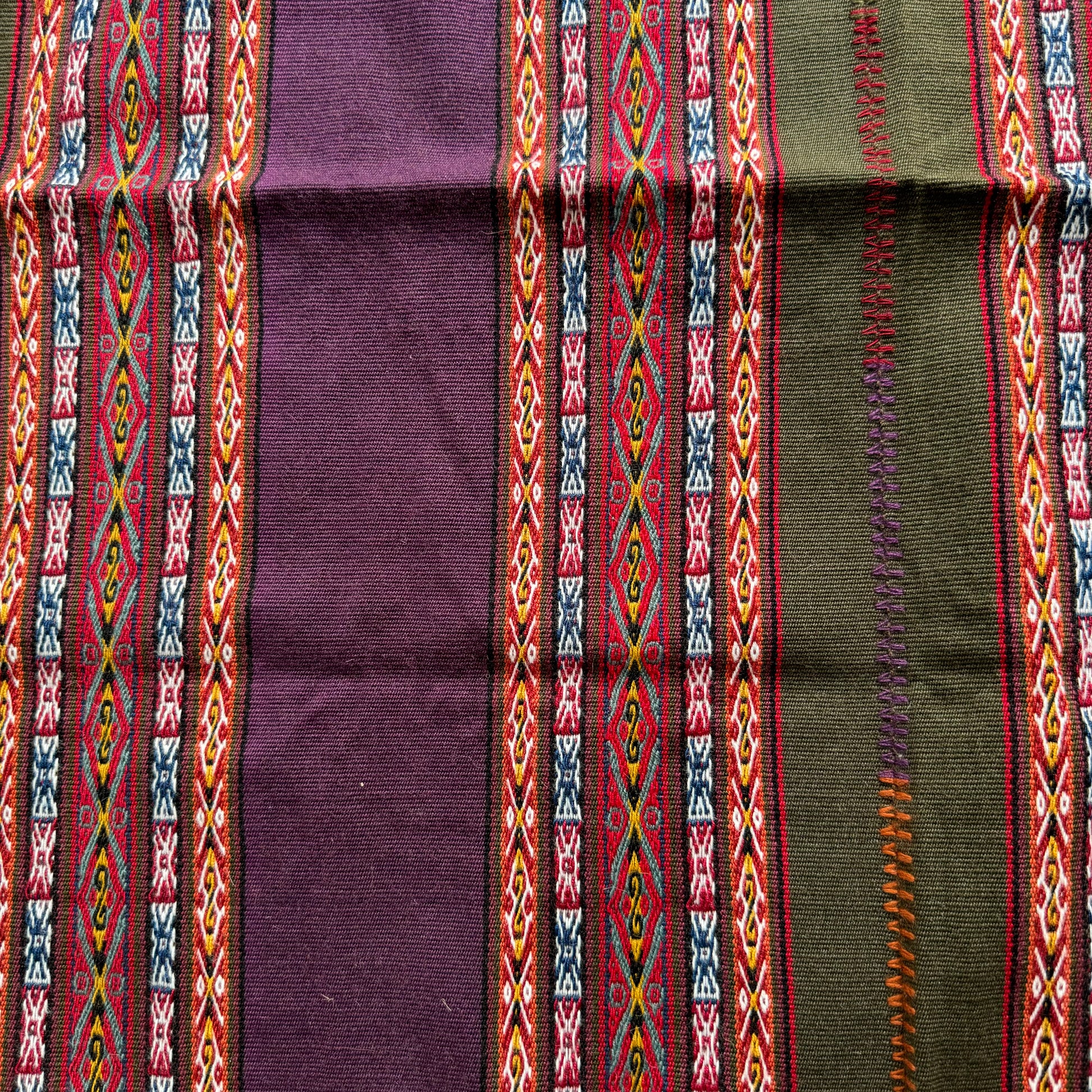 Sacred Mesa cloth folded in a bundle from the High Andes. Hand woven from hand dyed Alpaca wool in a variety of colors. Cloth can be used for your work with the Mesa, Sacred Medicine bundle, and/or as an Altar cloth.